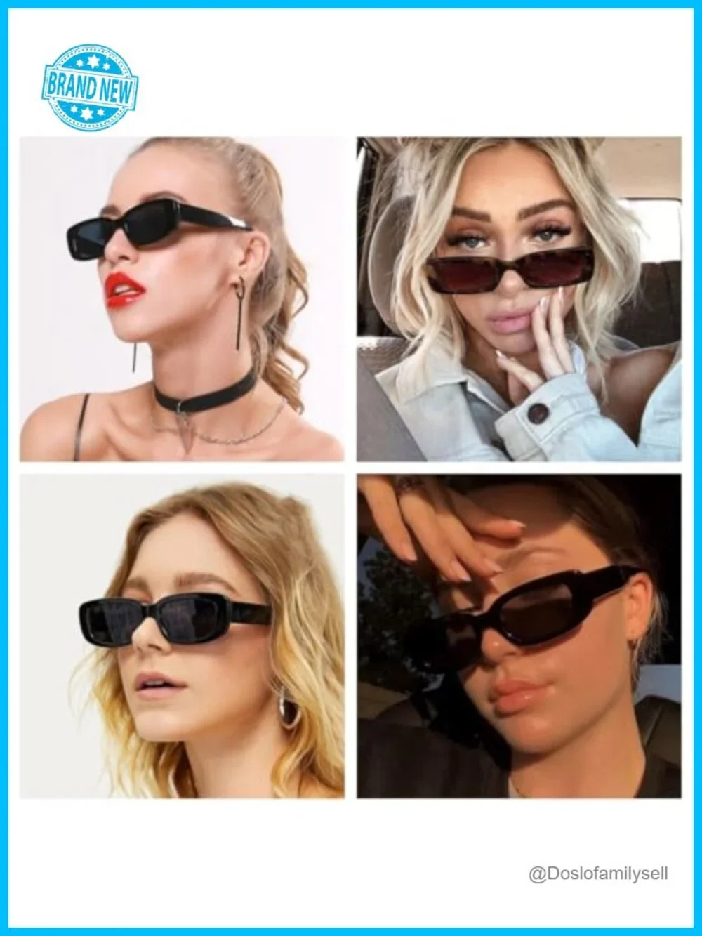 Retro Rectangle Sunglasses for Women Men Small Square Frame Trendy Y2K 90s UV400